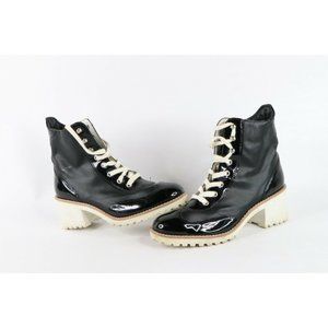 Vintage 90s Womens 8 Grunge Goth EDM Chunky Platform Combat Boots Black Leather